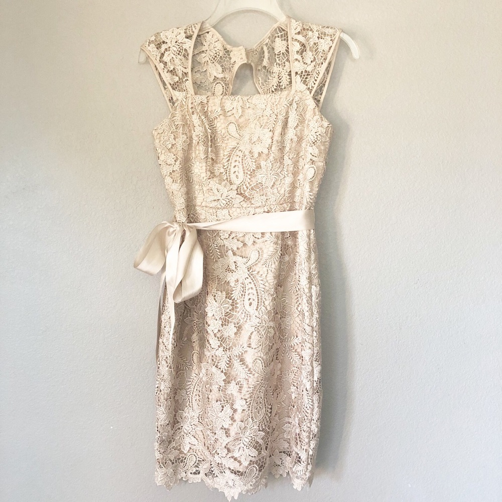 Champagne lace cocktail dress